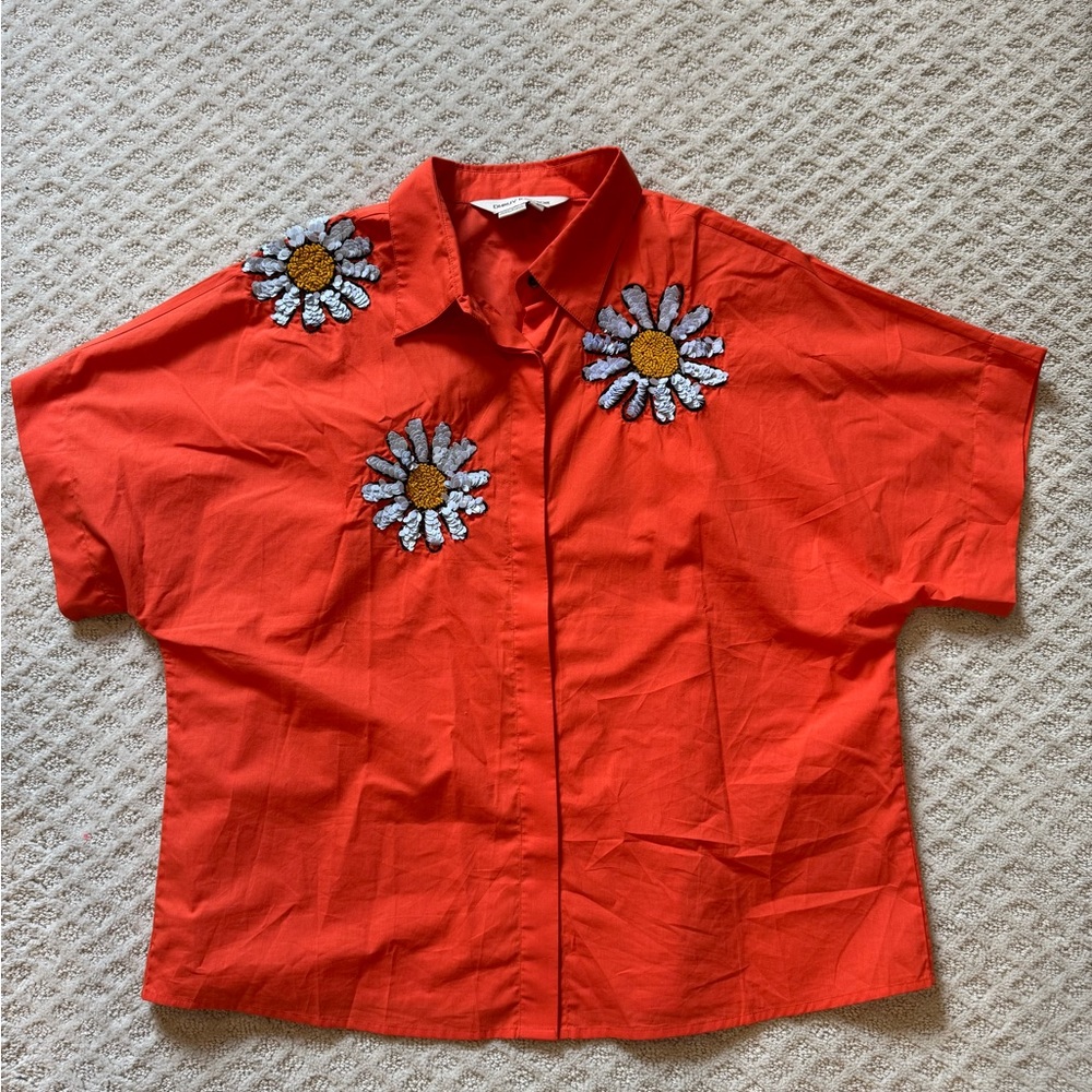 Dhruv Kapoor Red Orange Embroidered Shirt